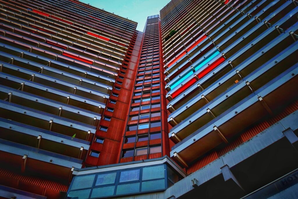 building, facade, skyscraper, architecture, balconies